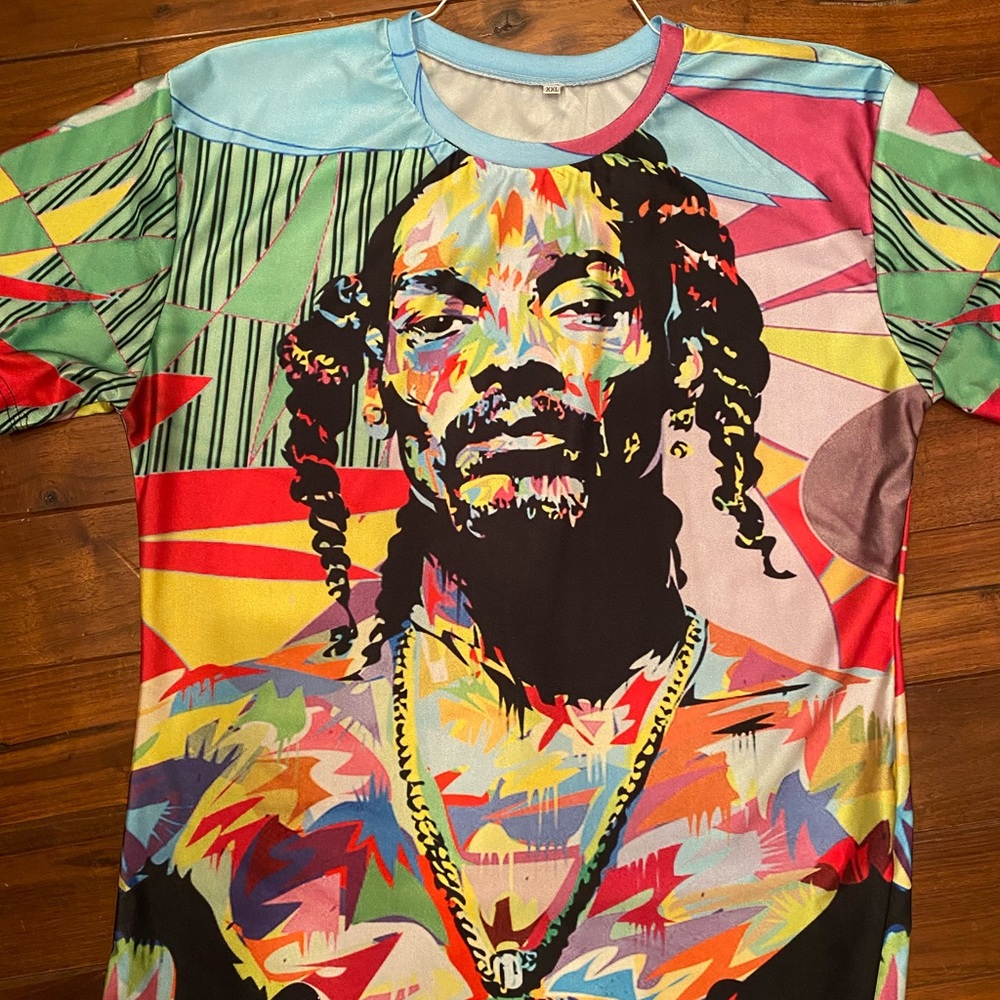 Vintage Snoop Dog colorful spandex shirt sleeve tee XXL size 12 multi colored